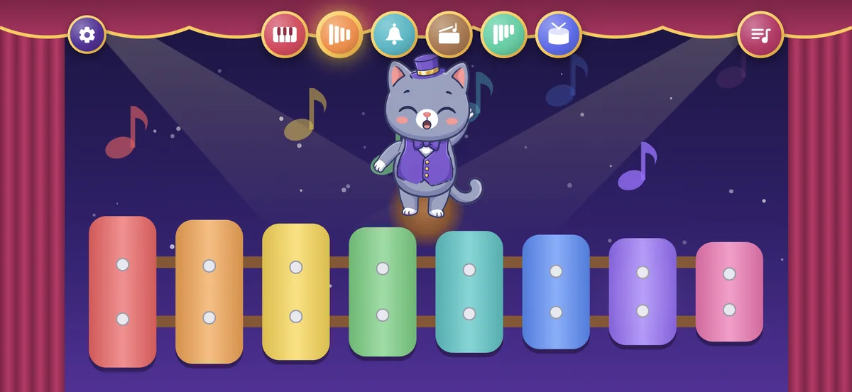 The xylophone: eight rainbow bars