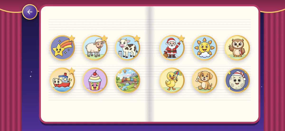 The song book: twelve picture covers, stars on the songs already played