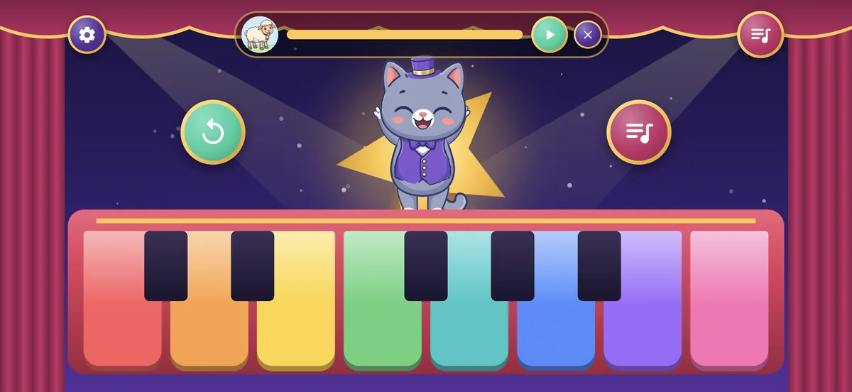 Pimu cheers in front of a big golden star after a finished song