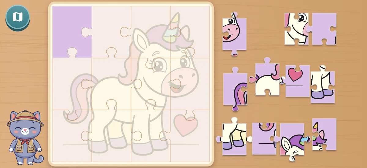 A faint picture on the board shows where the pieces go